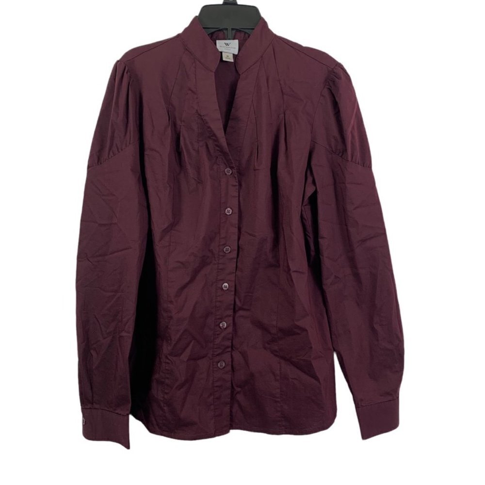 Worthington Women's Burgundy Buttoned Down Top